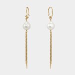 Sarah Harlowe - organically shaped gold earrings with white baroque freshwater pearls