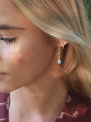 Mary Robinson - ørering i 18 karat guld med akvamarin og smaragder - pic. 1