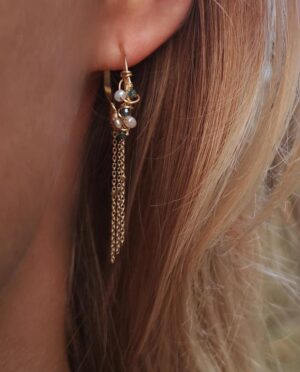 Eliza Haywood - gold earring with small pearls and diamonds - pic. 1