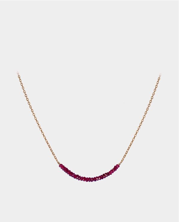 Ann Brunton - gold necklace with small rubies