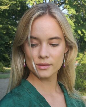 Maria Bashkirtseff - earrings with mint green onyx and ruby droplets - pic. 1