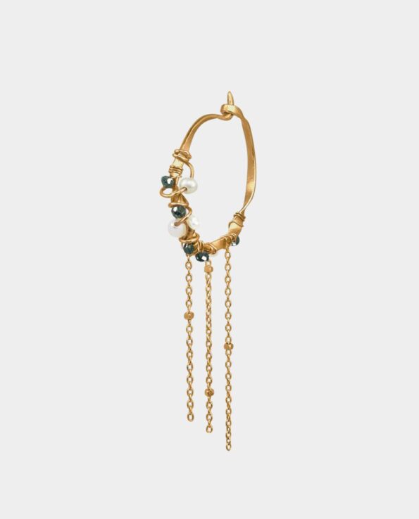 Eliza Haywood - gold earring with small pearls and diamonds