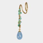 Mary Robinson - 18 carat gold earring with aquamarine and emeralds