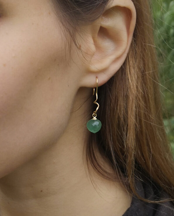 Clara Barton - gold earring with light green aventurine - pic. 1