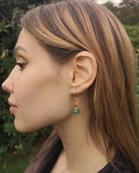 Clara Barton - gold earring with light green aventurine - pic. 2