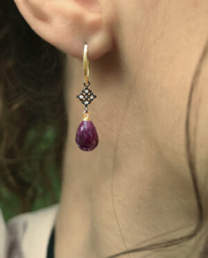 Rebecca Emes - earrings with ruby drops and zirconia - pic. 2