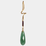 Harriet Tubman - gold earring with burgundy rubies and light green aventurine