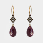 Rebecca Emes - earrings with ruby drops and zirconia