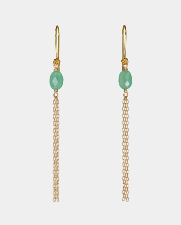 Mary Shelley - gold earrings with chrysoprase