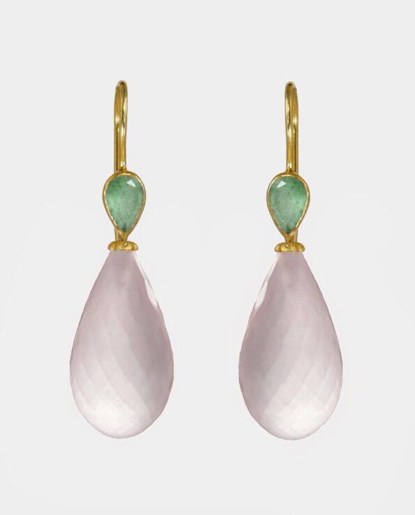 Elisabeth Thible - earrings with rose quartz and green aventurines