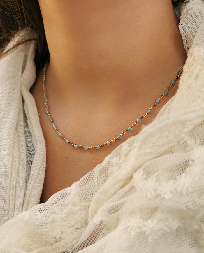 Antonia of Bavaria - halskæde med lyseblå akvamarin - - Nina Jewelry