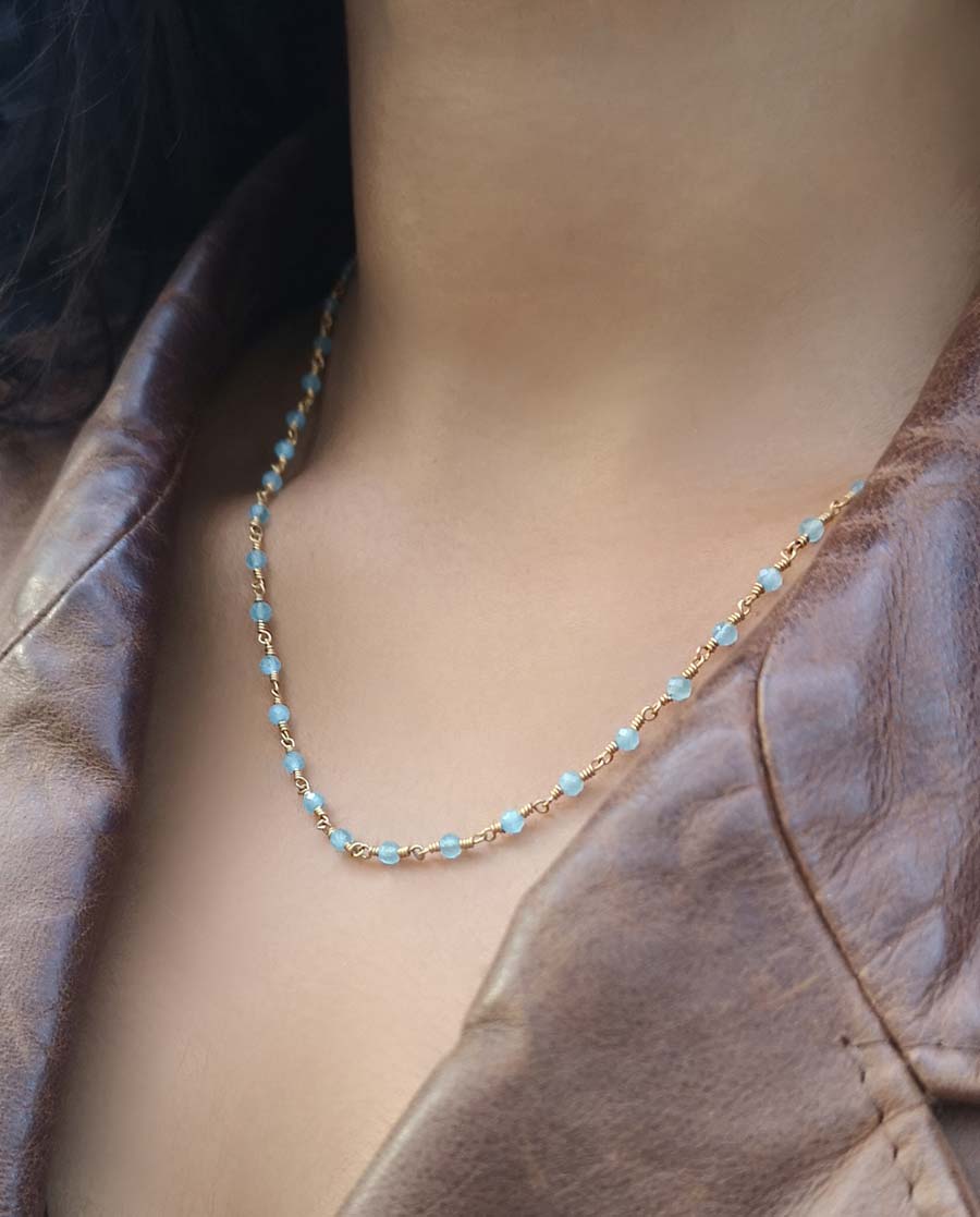 Antonia of Bavaria - halskæde med lyseblå akvamarin - - Nina Jewelry
