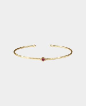 hammered gold bracelet with ruby