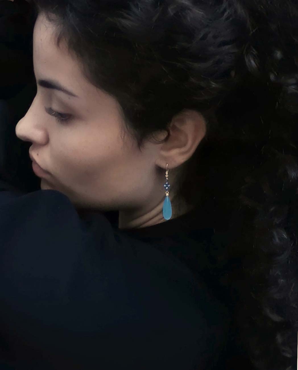 earring with blue onyx model