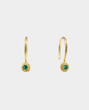 earring with green emerald