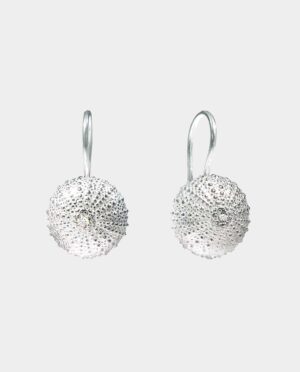 silver sea urchin with white topaz