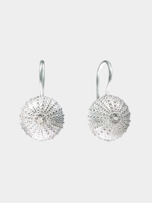 silver sea urchin with white topaz
