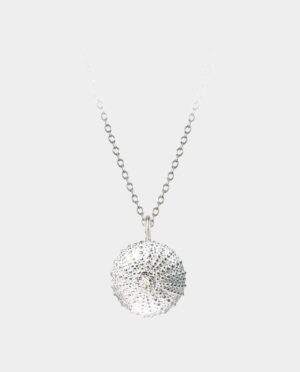 necklace silver sea urchin with white topaz