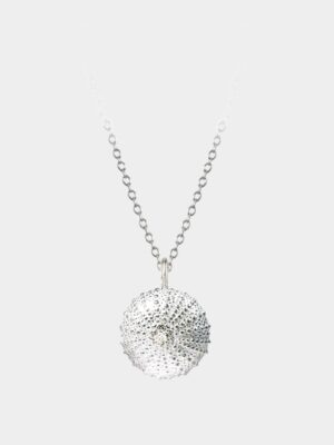 necklace silver sea urchin with white topaz