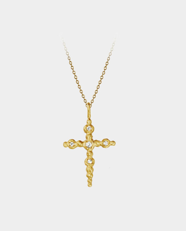 cross with five white topaz