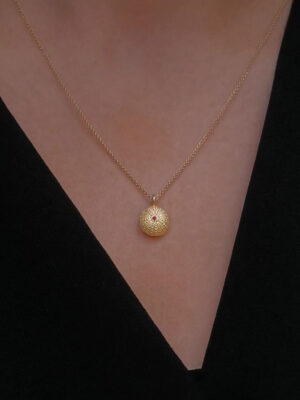 sea urchin necklace with pink garnet