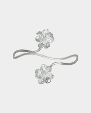 hammered silver bracelet with flowers