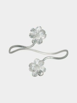 hammered silver bracelet with flowers
