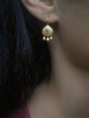 earring with massive drops close up