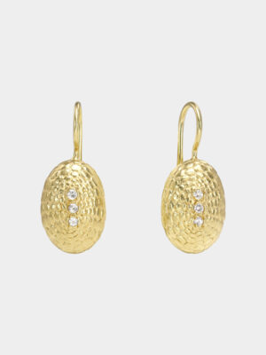 earring with turtle sea urchin and white topaz