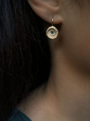 earrings shaped as sea snails close up