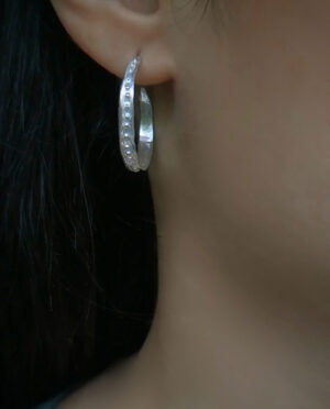 silver hoops with dots
