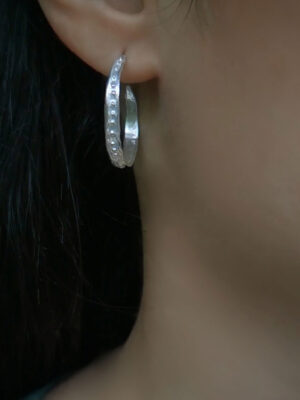 silver hoops with dots