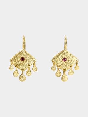 necklace with small drops and rhodolite garnet