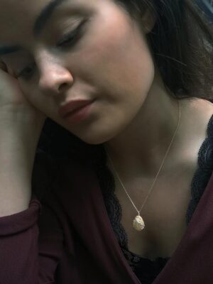 necklace with light blue apatite model