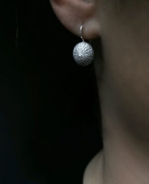 silver turtle sea urchin with white topaz close up