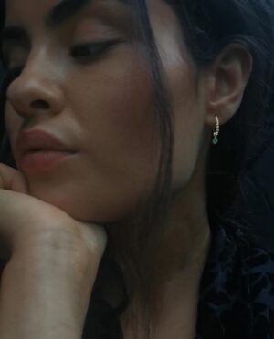 hoops with green onyx drop model