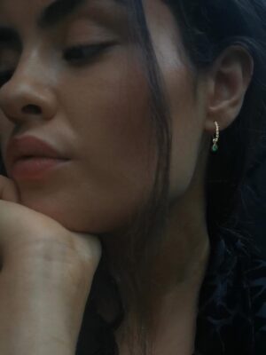 hoops with green onyx drop model