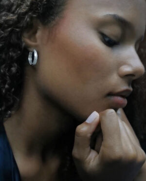 hoops with line pattern silver model