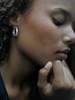 hoops with line pattern silver model