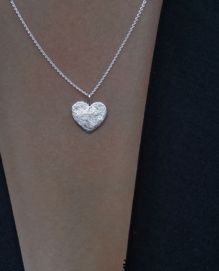 rustic silver heart close up