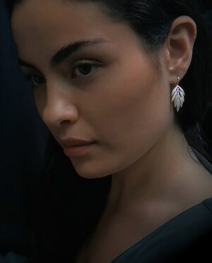 silver earring with leaf model a