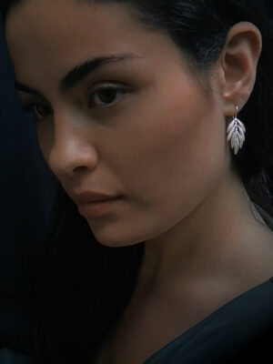 silver earring with leaf model a