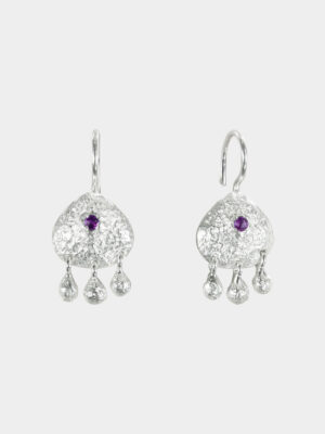 silver earring with three massive drops