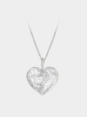 silver heart with rustic surface