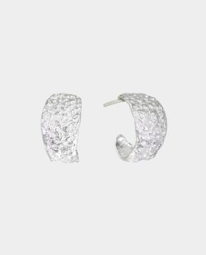 silver hoops with rustic pattern