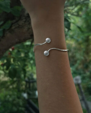 silver sea urchin bangle close up