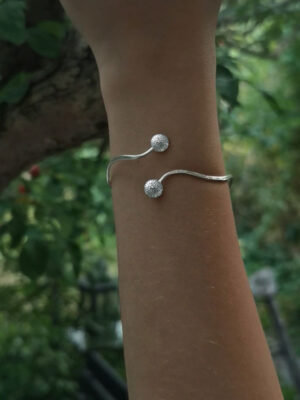 silver sea urchin bangle close up