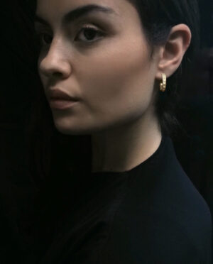 small hoops with dot pattern model