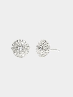 small silver sea urchin earrings