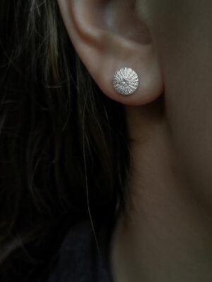 small silver sea urchin sticker close up